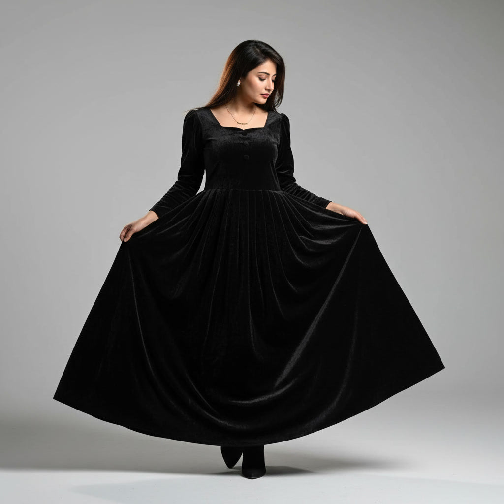 Elegant Valvet button frock