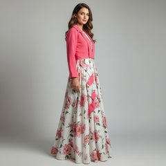 Winter Festival Digital Sleeve'less Maxi With Koti ❤️